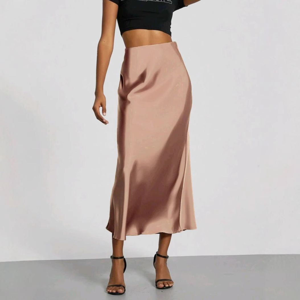 Slim Fit Satin Skirt