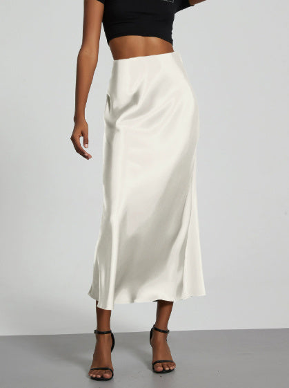 Slim Fit Satin Skirt