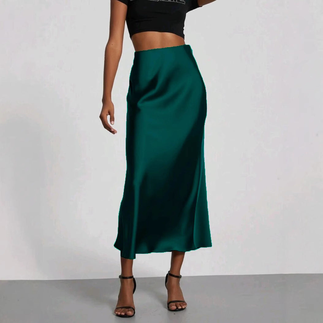 Slim Fit Satin Skirt