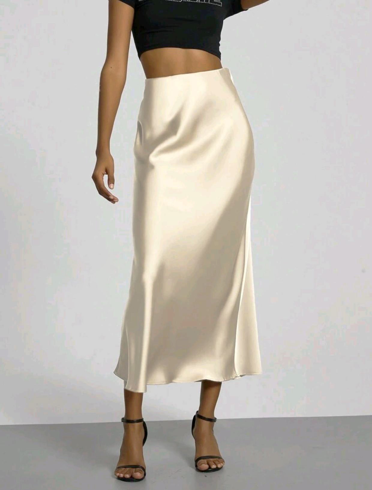 Slim Fit Satin Skirt