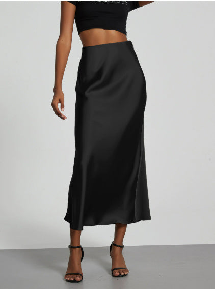 Slim Fit Satin Skirt