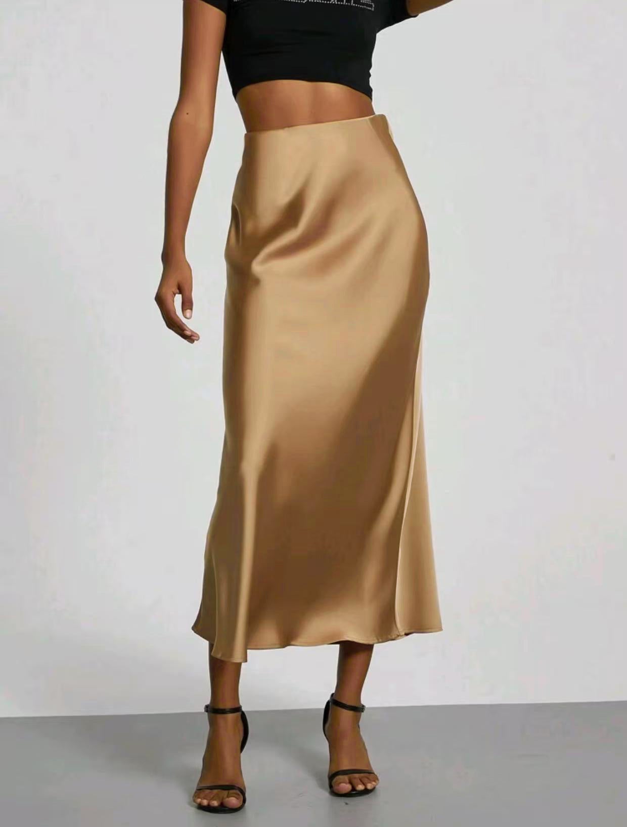 Slim Fit Satin Skirt