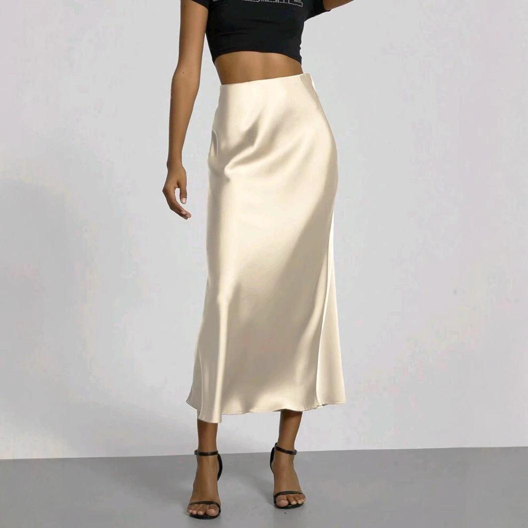 Slim Fit Satin Skirt