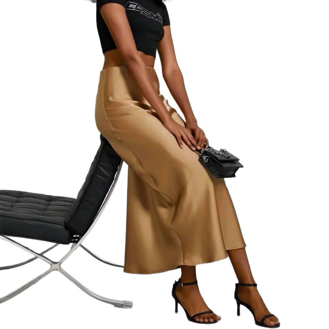 Slim Fit Satin Skirt